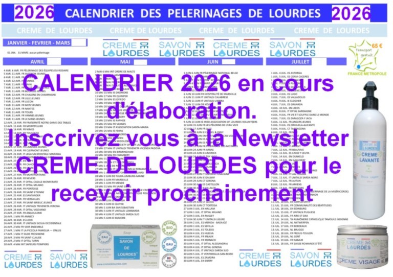 Calendrier des pelerinages de Lourdes 2026 Calendrier 2026 de Lourdes