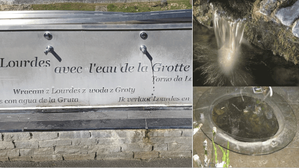 Les fontaines où coule l'eau de Lourdes