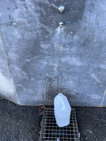 Remplissage eau de lourdes aux robinets avec bouton poussoir